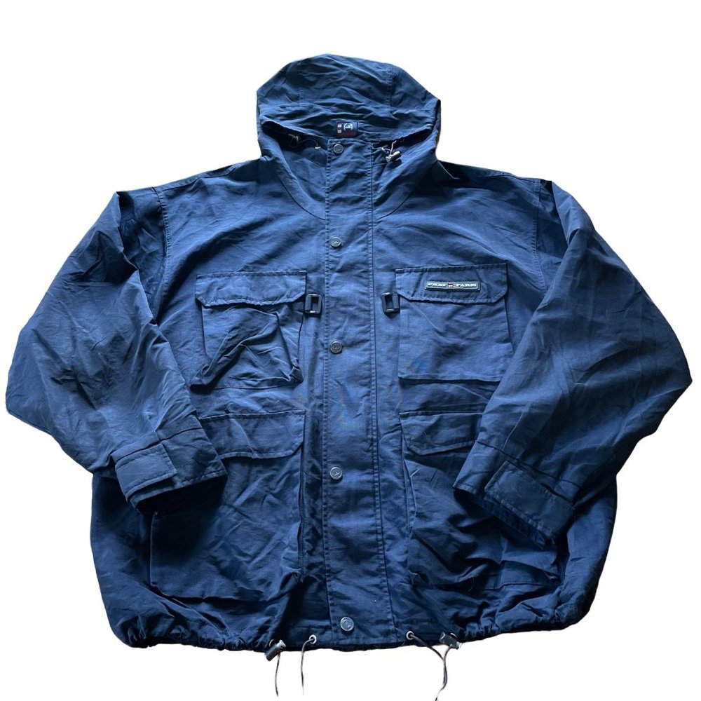 Vintage Phat Farm Navy Blue Hooded Zip Up Rain Jacket